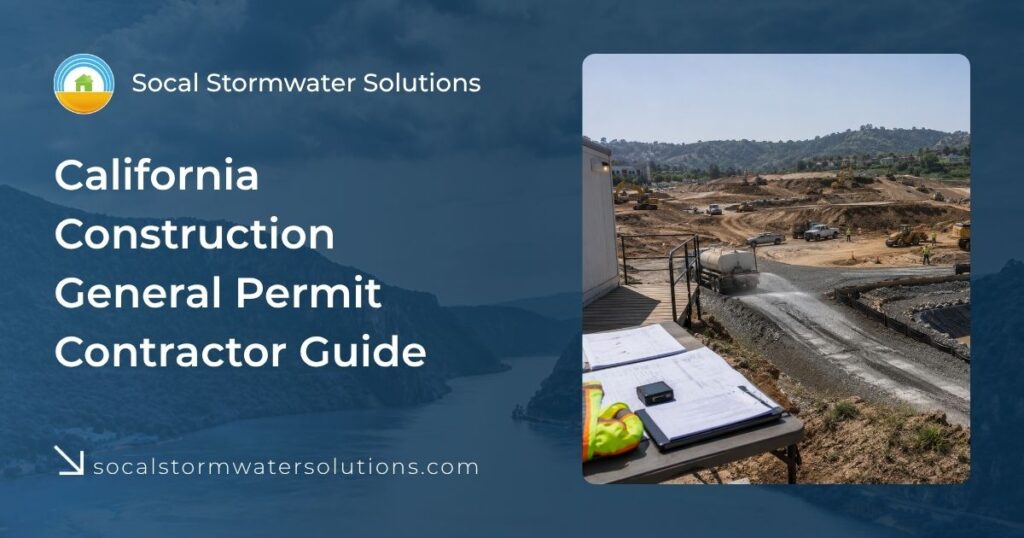 The Contractor’s Guide to California Construction General Permit (CGP) Compliance 60 California construction site operating under Construction General Permit requirements with stormwater compliance planning and active grading.