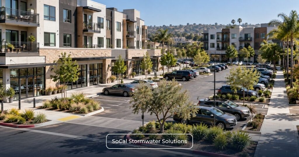 Mixed-use commercial property being evaluated to determine whether its 5-acre site requires CII Permit coverage.