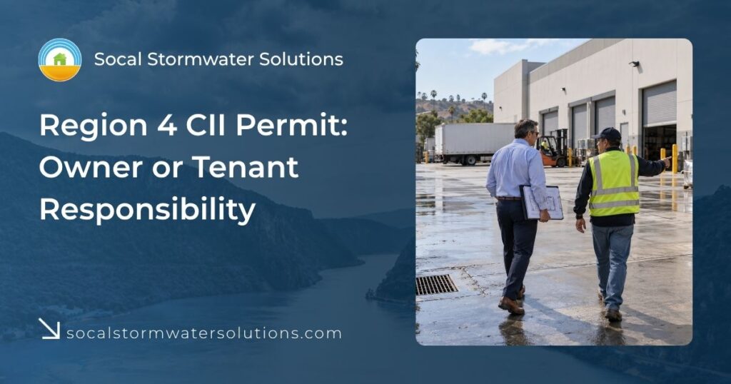 Region 4 CII Permit: Is the Property Owner or Tenant Responsible for Compliance? 1 Property owner and facility operator reviewing Region 4 CII Permit stormwater compliance responsibilities at an industrial site.